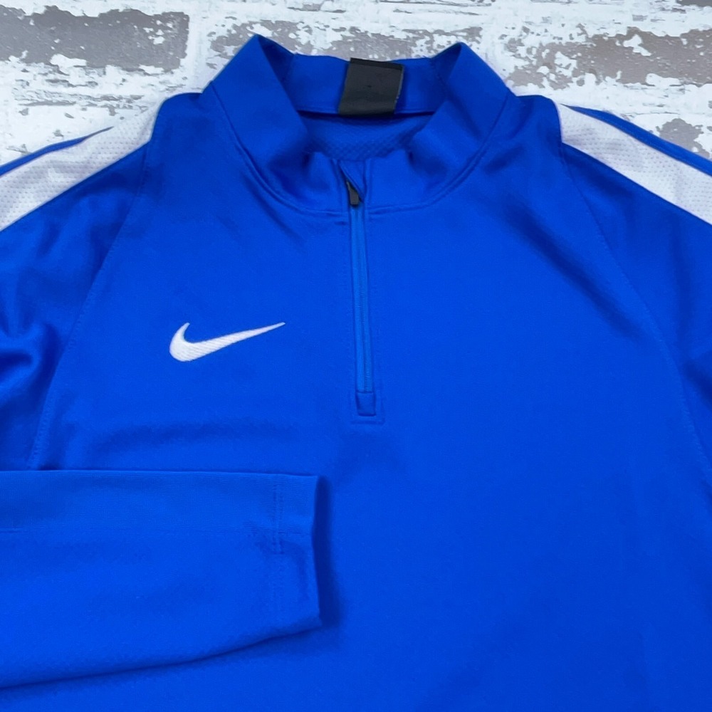 Nike Shirt Men Medium Blue White Tee‎ Pull Over Quarter Zip Performance Sweater - Picture 2 of 11